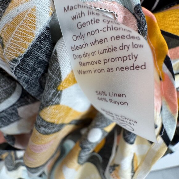 Calia Womens Tropical Button Up‎ Shirt Size M NEW Cover Up Linen Blend Oversized - Picture 5 of 7